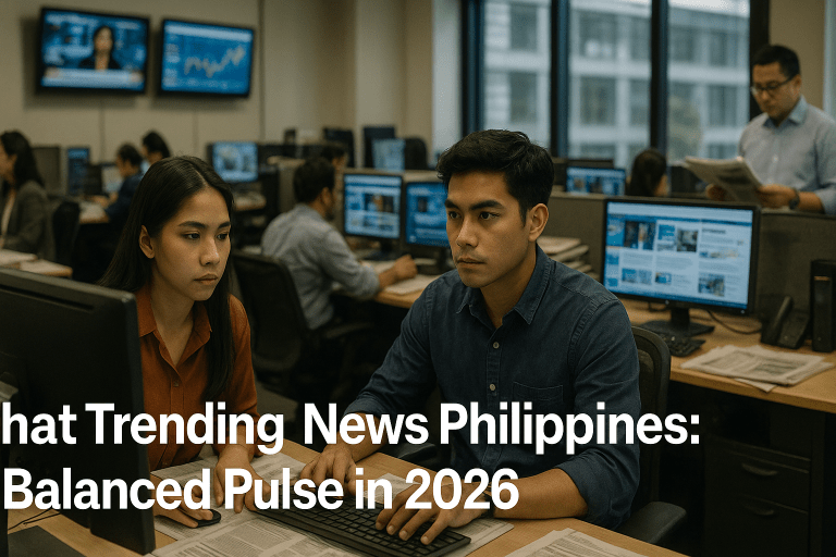 Newsroom emphasizing balanced coverage of Trending News Philippines.