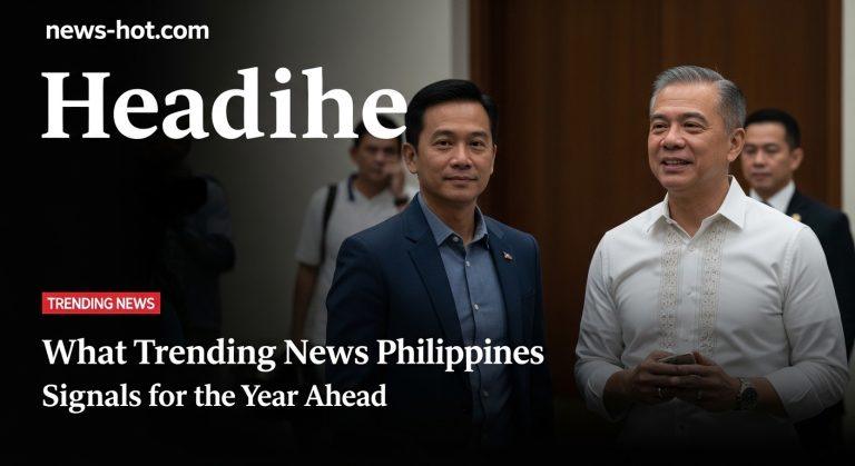 Editorial image showing social media icons over a Philippine cityscape, representing trending news in the Philippines.