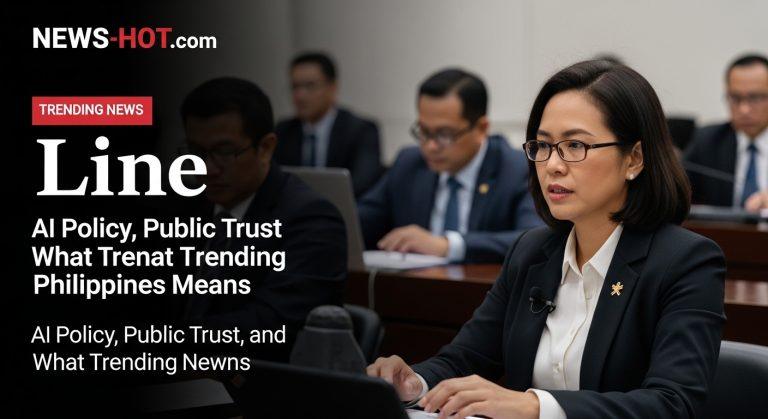 Newsroom staff examining AI policy data in Manila.