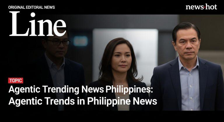 Manila newsroom with AI dashboards and data streams guiding editorial discussion