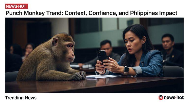 Editorial collage of punch monkey meme with Philippine context for trending news story