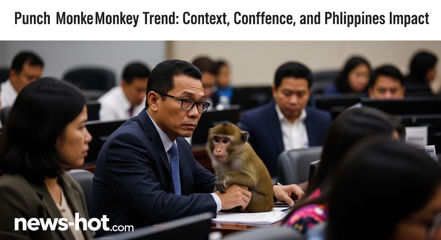Editorial collage of punch monkey meme with Philippine context for trending news story