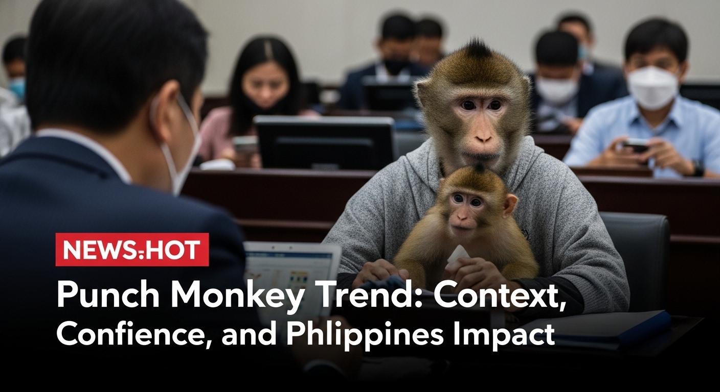 Editorial collage of punch monkey meme with Philippine context for trending news story