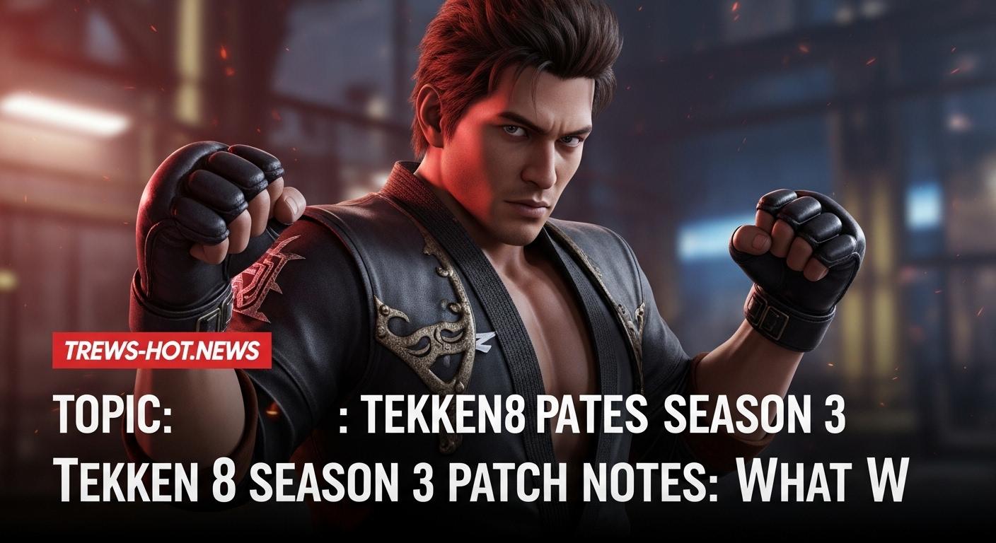Header illustration of Tekken 8 Season 3 patch notes UI with fighters
